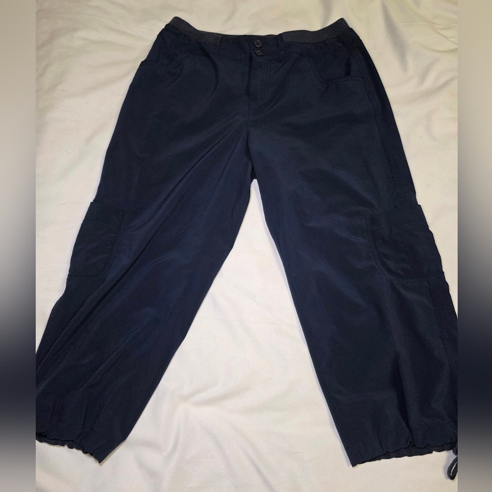 Style & Co Sport Lightweight Cropped Elastic Waist Pants w/Drawstring Cuffs- Sm
